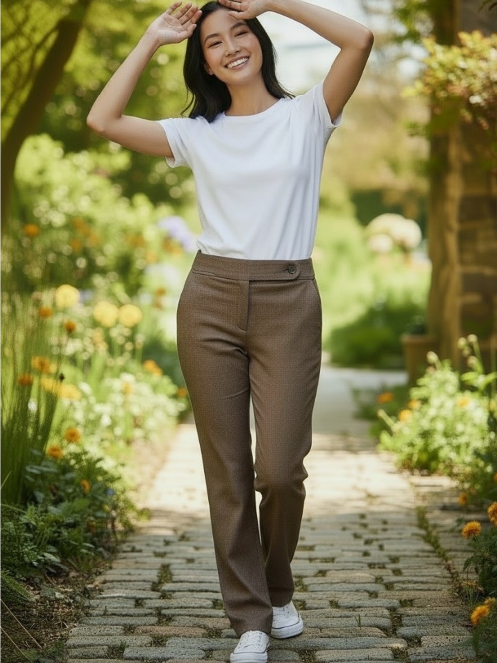 Cato Women's Brown Straight Leg High-Waist Pants